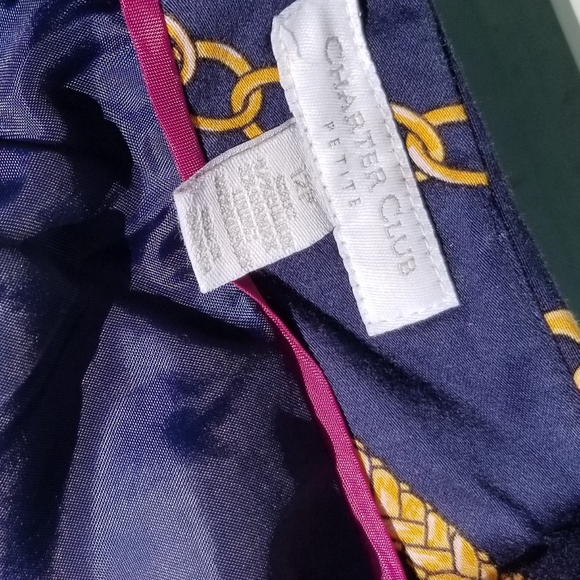 Charter Club skirt, 12 Petite, floral print with navy blue backround. - Picture 2 of 2
